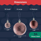 Prextex 36-Pieces Christmas Ornaments Set - Shatterproof, Festive Chri