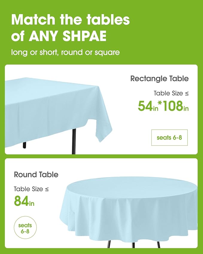 Pureegg Plastic Table Cloth Disposable 10 Pack, 54 x 108 Inch Table #5