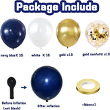 Zesliwy Navy Blue Gold Confetti Balloons Set,50pcs 12inch Royal Dark