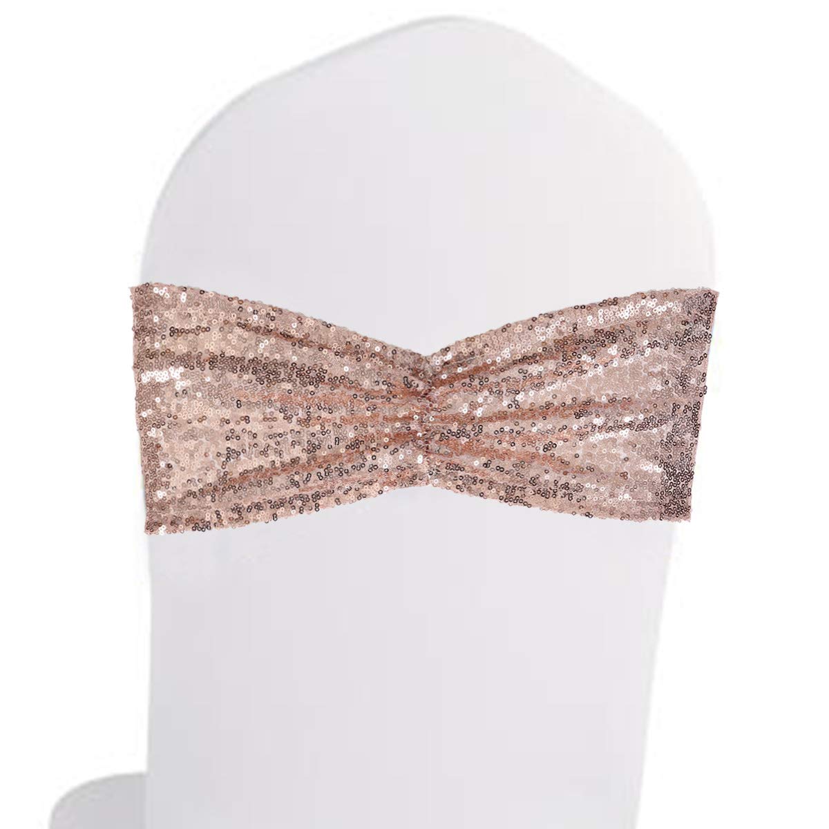 Eternal Beauty Set of 20 Sequin Sashes Bow Rose Gold Chair Sashes for
