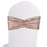 Eternal Beauty Set of 20 Sequin Sashes Bow Rose Gold Chair Sashes for