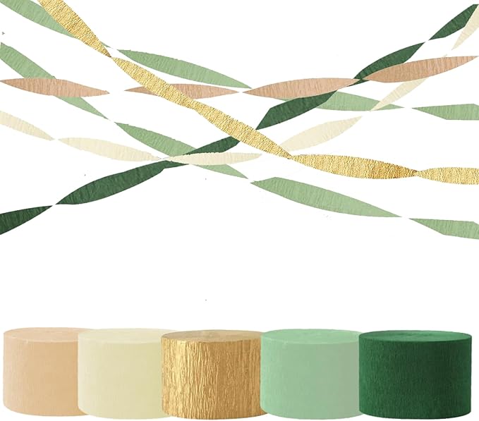 Olive Green Khaki Crepe Paper Streamers,Sage Green Party Decorations