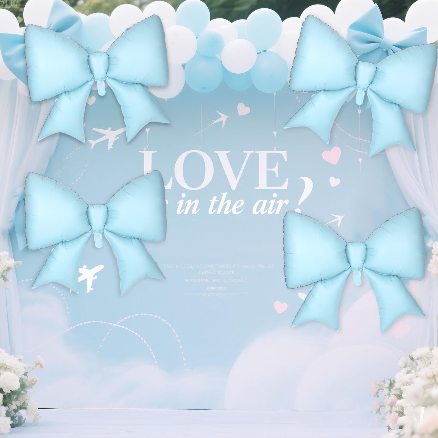 4Pcs Giant Bow Balloons, 97.5cm/38in Big Elegant Coquette Theme