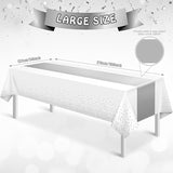 3Pcs White and Silver Tablecloth Party Decorations,Plastic White