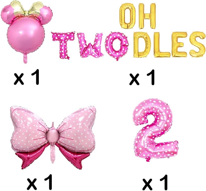 Oh Twodles Balloons Pink Second Birthday Cake Topper 2nd Banner
