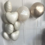 Cream Heart Balloons, 18 Inch Cream Heart Foil Balloons, 12Pcs Boho