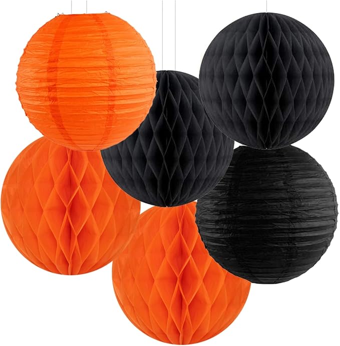 Black Orange White Halloween Party Decorations 14pc Kit Paper