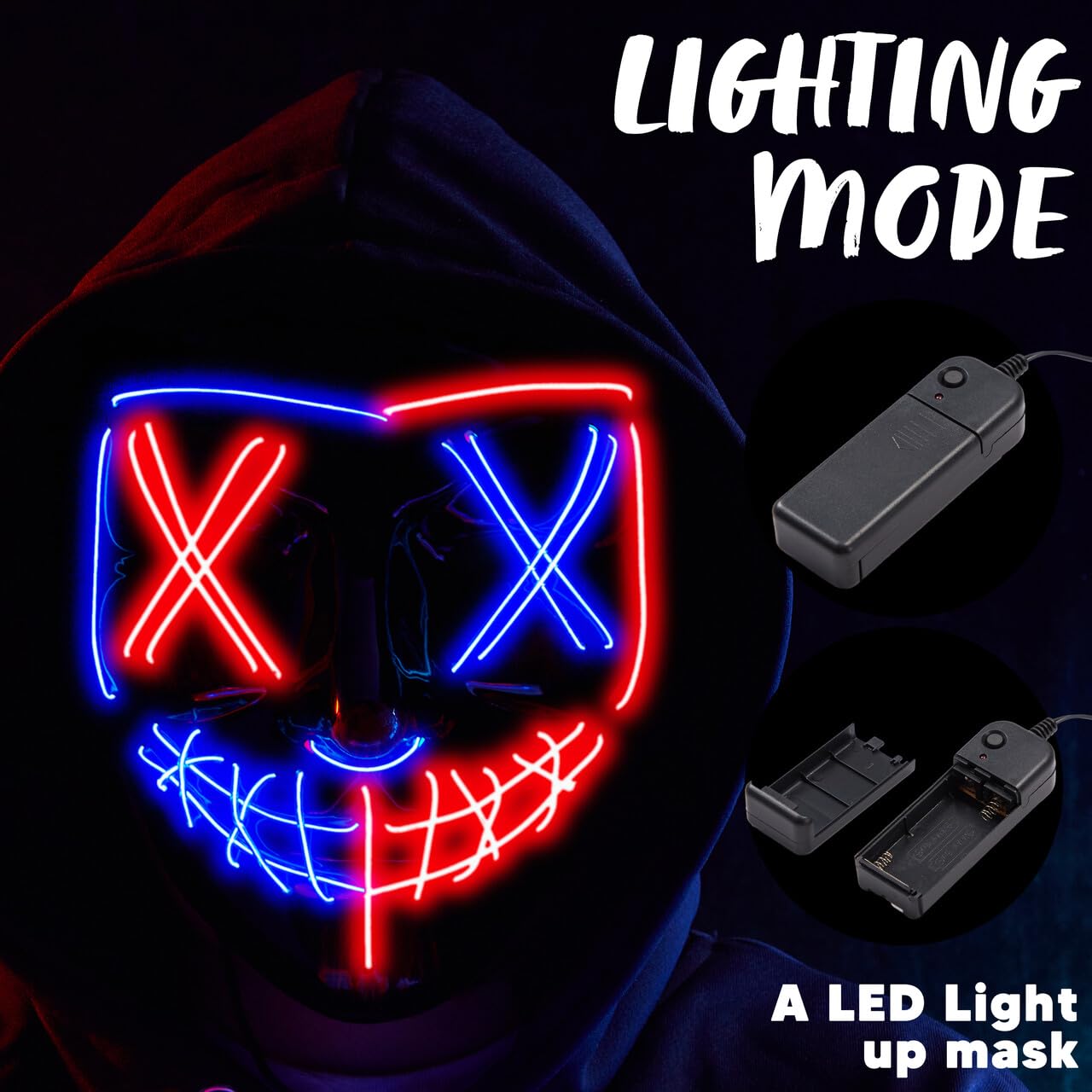 JOYIN Halloween Led Mask, Light Up Mask and Gloves for Cosplay Costume