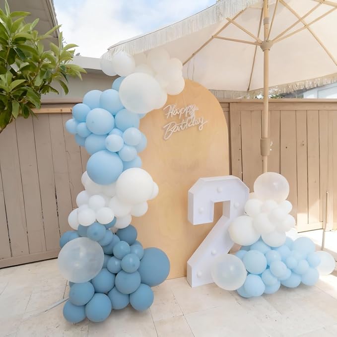60Pcs Dusty Blue Balloons, 60Pcs 12 Inch Blue and White Balloons with