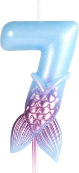 Mermaid Birthday Candle 7,Numbers 7 Mermaid Candle for Birthday Cake