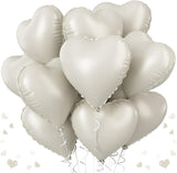 Cream Heart Balloons, 18 Inch Cream Heart Foil Balloons, 12Pcs Boho