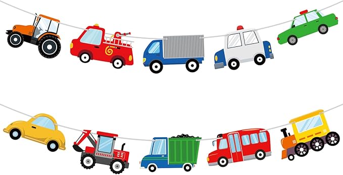 Hooqict Happy Birthday Banner Transportation Birthday Decorations Car
