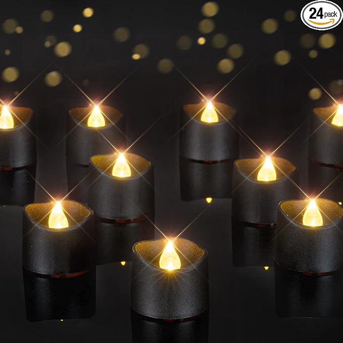 Homemory Black Tea Lights Candles Battery Operated, 200+Hour Flameless