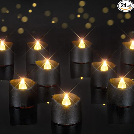 Homemory Black Tea Lights Candles Battery Operated, 200+Hour Flameless
