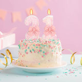21st Birthday Candles for Cake, Pink Bow Number Cake Candles, 2.76