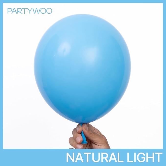 PartyWoo Light Blue Balloons 140pcs Different Sizes Pack of 18 12 10