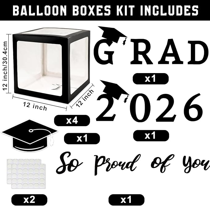 Graduation Decorations Class of 2026 - Black and Gold Graduation