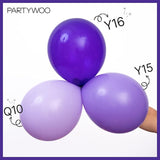 PartyWoo Pastel Purple Balloons 100 pcs Different Sizes Pack of 36 18