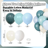 Blue White Balloons Dusty Blue White Beige Balloons 60PCS 12INCH