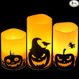 Halloween Flameless Candles LED Flickering Battery Pillar Candles