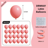 DRWKAY Pink Balloons 100 Pack, 12 Inch Latex Helium Pink Balloons