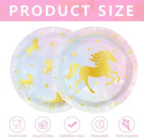 50Pcs Magical Pastel Unicorn Paper Plates 9 Pastel Rainbow Gold