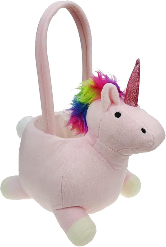3D Unicorn Plush Basket Easter Egg Hunting Basket Cute Animal Plush