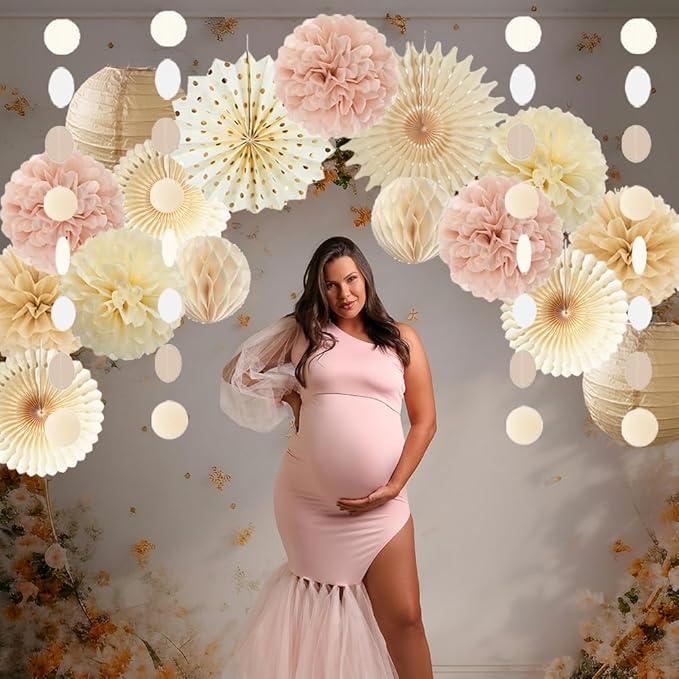 Champagne Gold Beige Boho Party Decorations Pink and Beige Birthday