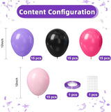 Black and Pink Purple Balloons, 60pcs 12Inch Black and Hot Pink