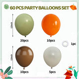 Funhot Sage Green Brown Balloons Set, 60 Pcs Jungle Safari Party