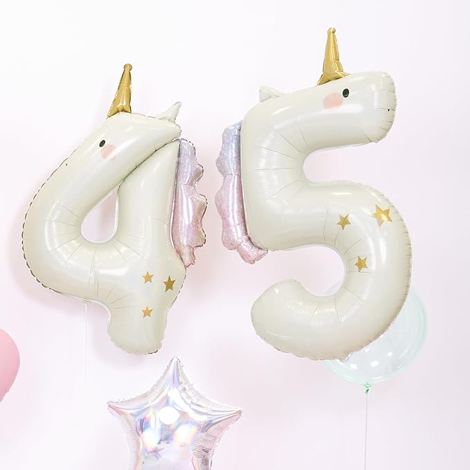 Unicorn Number 5 Balloon PartyDeco 36.5 Inch Holographic Foil