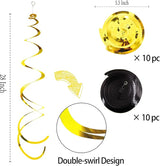30Pc Gold and Black Party Party Swirl Decorations Foil Swirl Hanging