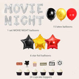 Movie Night Decorations Popcorn Star Foil Balloons for Birthday