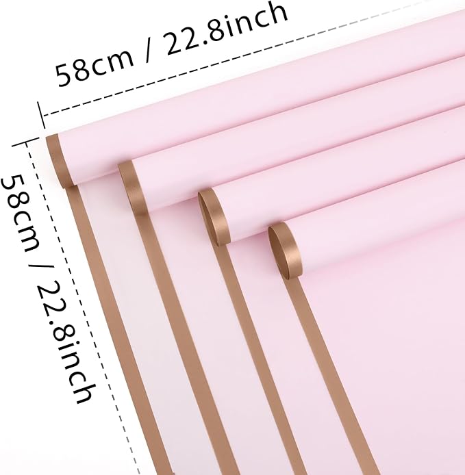 NESCCI 20 Sheets Pastel Pink Floral Bouquet Wrapping Paper -