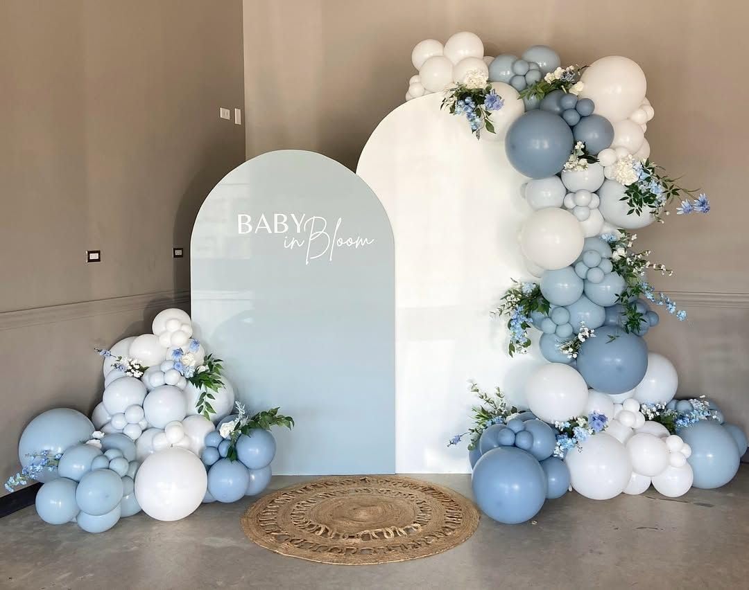 Dusty Blue Balloon Arch Kit, 162pcs Dusty Light Blue White and Clear
