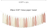 Champagne-Gold Beige Boho Party-Decorations Tassel-Garland - 20pc