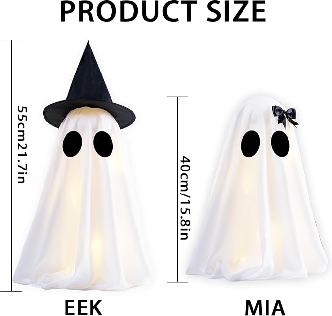 Timer Light Up Halloween Scary Ghost Decorations Set of 2 DIY Spooky