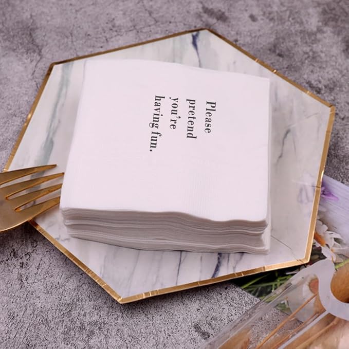 Funny Cocktail Napkins 100Pcs Please Pretend You're Having Fun Paper