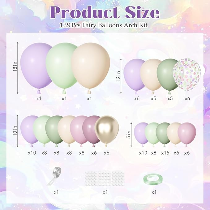 Ouddy Party Dusty Green Purple Pink Balloons Garland Arch Kit,