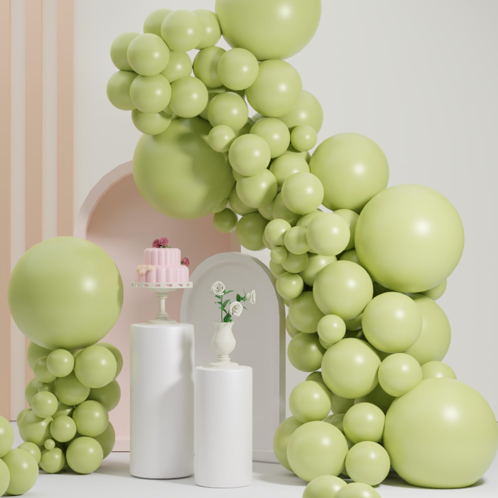 Green Balloons Arch Garland, Scmdoti Moon Green Balloons Different