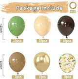 Zesliwy Sage Green Brown Balloons Set,50pcs 12inch Retro Green Dark