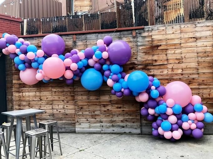 Pink and Blue Balloons, 60PCS Dark Light Blue Purple Party Balloons,