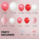 Red Pink Balloon Arch & Garland Kit - White Pink Macaron & Balloons