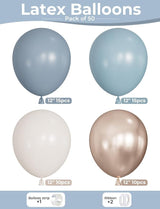 Dusty Blue and Gold Balloons - 12 Inch Dusty Blue Balloons Metallic
