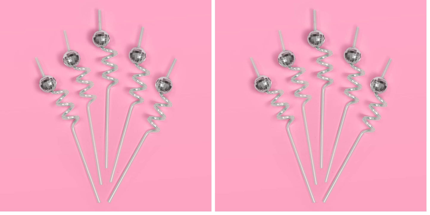 xo, Fetti Disco Ball Reusable Swirly Straw Set - 16 pc | Groovy