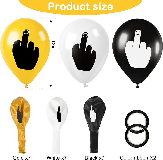21 PCS Middle Finger Funny Balloons – Hilarious Birthday Decorations