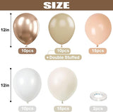White Sand Balloons Set, 60 Packs 12 Inch Double Stuffed Beige Boho