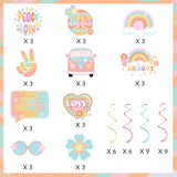 30 Pieces Groovy Hanging Swirls Groovy Retro Hippie Boho Party