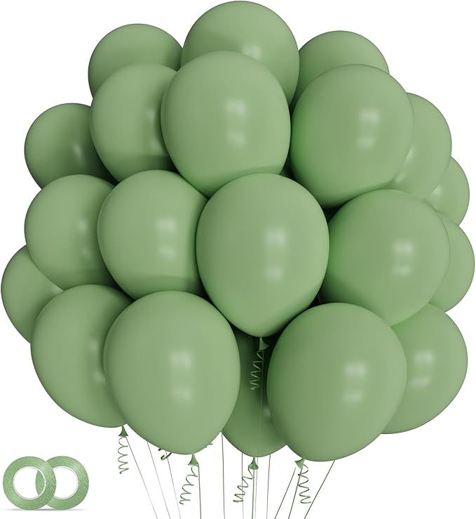 Sage green Balloons 100 Pack 12 inch Round Helium Olive Green