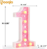 Pooqla Marquee Numbers Lights, light up Numbers Battery Powered, Glitt